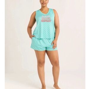 Women's Sleepwear Set - Teal Polka Dot